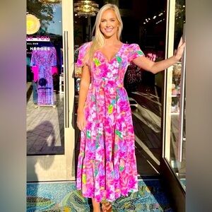Lilly Pulitzer NWT Grace Tiered Midi Dress Best Of Friends Size 10, 12